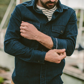 The Maritime Shirt Jacket in Sea Washed Indigo - featured image