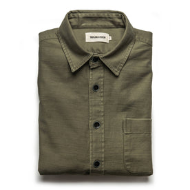 The Mechanic Shirt in Olive Reverse Sateen - featured image