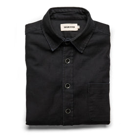 The Mechanic Shirt in Black Reverse Sateen - featured image