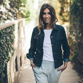 The Pacific Jacket in Indigo Silk Denim: Alternate Image 3