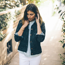 The Pacific Jacket in Indigo Silk Denim: Alternate Image 7
