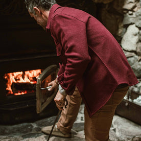 our fit model wearing The Explorer Shirt in Burgundy