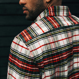 our fit model wearing The Yosemite Shirt in White Tartan