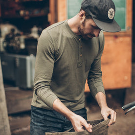 The Merino Henley in Army: Alternate Image 1