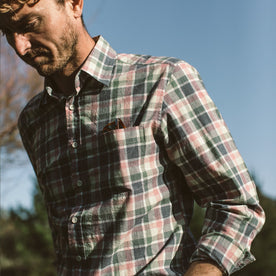 Our fit model wearing The California in Watermelon Madras.