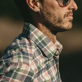 Our fit model wearing The California in Watermelon Madras.