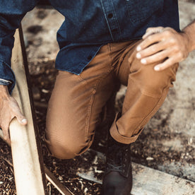 The fit model in his chore pants