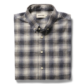 folded flatlay of The Jack in Navy Plaid