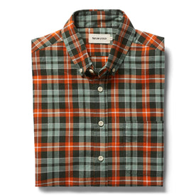 folded flatlay of The Jack in Rust Plaid Oxford