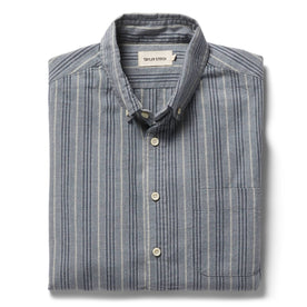 folded layflat of The Jack in Sky Blue Chambray Stripe