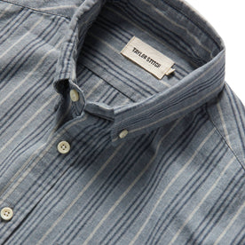material shot of interior label of The Jack in Sky Blue Chambray Stripe