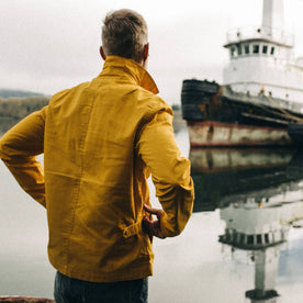 fit model with hands in pockets of The Watts Jacket in Canary