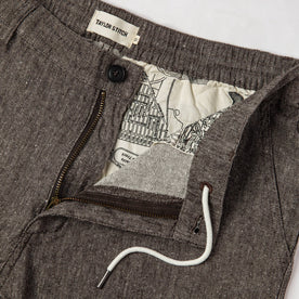 material shot of drawstring and map interior