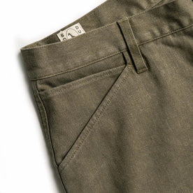 material shot of right pocket and boss duck logo