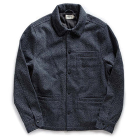flatlay of The Decker Jacket in Navy Wool Beach Cloth