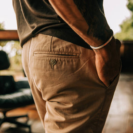 fit model wearing the Foundation Pant, side/back shot