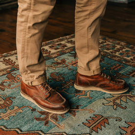 fit model wearing the Foundation Pant, on carpet