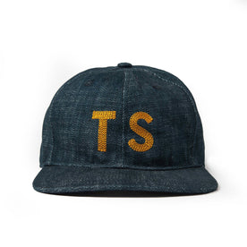 flatlay of The Ball Cap in Organic Denim