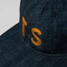 material shot of The Ball Cap in Organic Denim showing TS