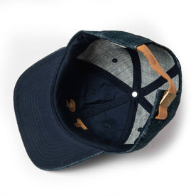material shot of The Ball Cap in Organic Denim from the bottom