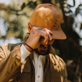 fit model tipping The Ball Cap in Tobacco Boss Duck