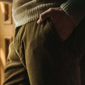 fit model wearing the Foundation Pant, hand in pocket