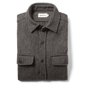 folded flatlay of The Explorer Shirt in Coal Herringbone Wool