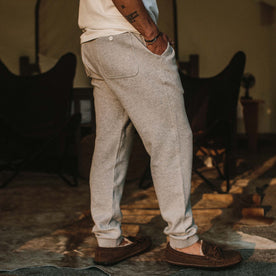 fit model showing the back pocket of The Fillmore Pant in Ash Double Knit