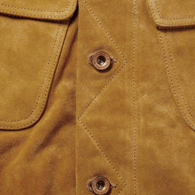 material shot showing close up of placket and buttons