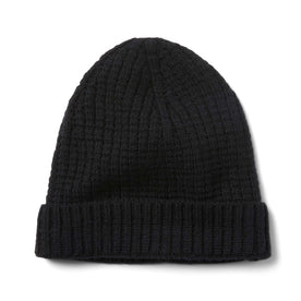 flatlay of The Waffle Beanie in Coal Merino