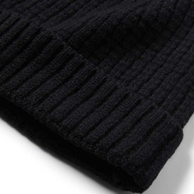 material shot of ribbing on The Waffle Beanie in Coal Merino