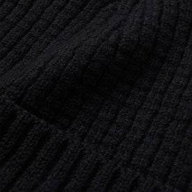 material shot of close up texture of The Waffle Beanie in Coal Merino