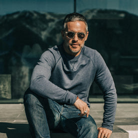 The Crewneck in Navy Donegal Terry - featured image