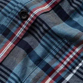 Close up material shot focusing on plaid pattern