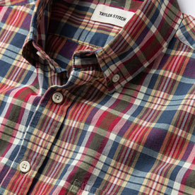 Material shot close up of collar and front placket of shirt