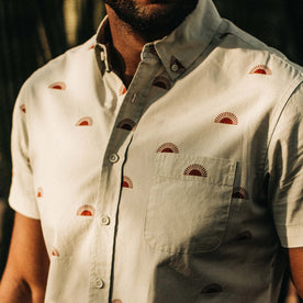 our fit model wearing The Short Sleeve Jack in Sunrise