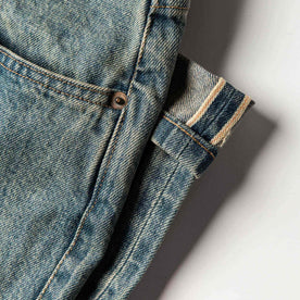 material shot of The Democratic Jean in 24-Month Wash Japanese Selvage—selvage detail closeup