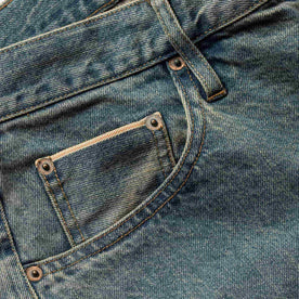 material shot of The Democratic Jean in 24-Month Wash Japanese Selvage—pocket cropped shot