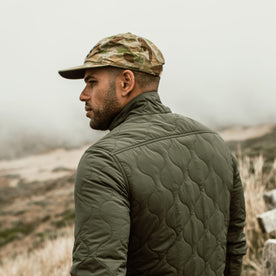 our fit model wearing The Ball Cap in Arid Camo