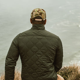 our fit model wearing The Ball Cap in Arid Camo