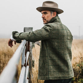 our fit model wearing The Ojai Jacket in Windowpane Wool