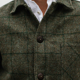 our fit model wearing The Ojai Jacket in Windowpane Wool