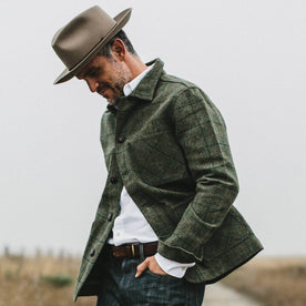 our fit model wearing The Ojai Jacket in Windowpane Wool