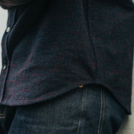 Our fit model wearing the Jack in Midnight Donegal