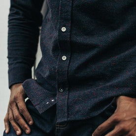 Our fit model wearing the Jack in Midnight Donegal