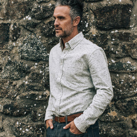 Our fit model wearing The Jack in Natural Donegal