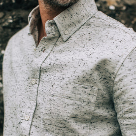 Our fit model wearing The Jack in Natural Donegal