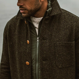 our fit model wearing The Ojai Jacket in Shetland Moss