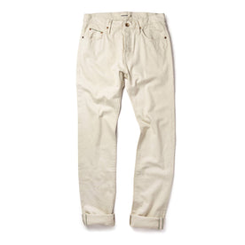 unfolded flatlay of The Democratic Jean in Natural Organic Selvage