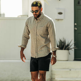 our fit model wearing The Jack in Ash Hemp Melange